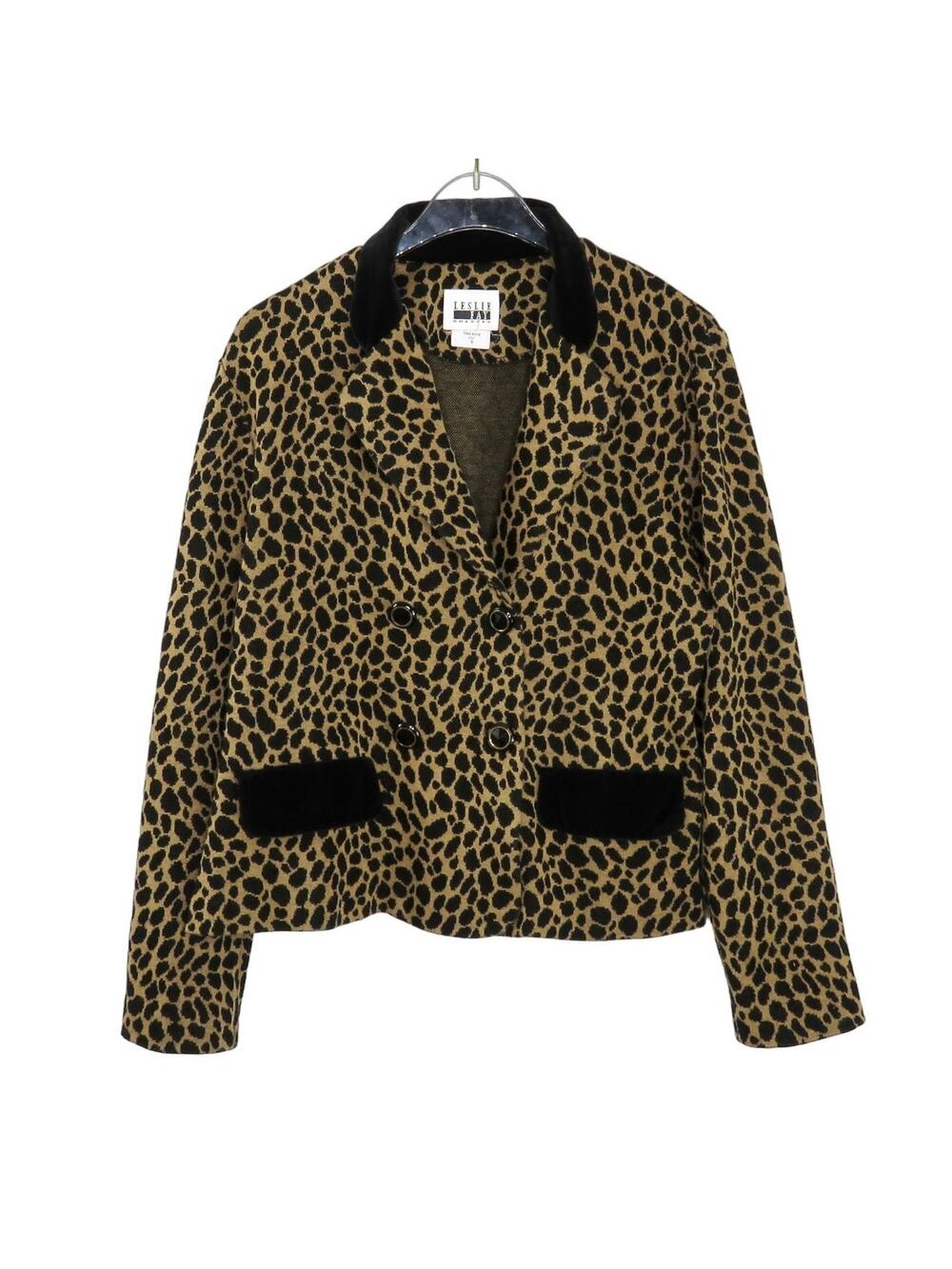 90s Vintage Leopard Print Blazer Jacket Retro Medium Leslie Fay Jacke